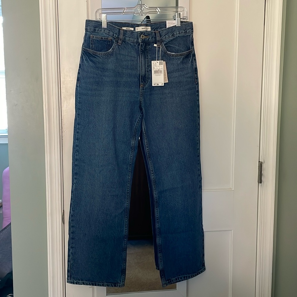 NWT Mango Straight Jeans size 10 Mid Waist Regular Fit Full Length